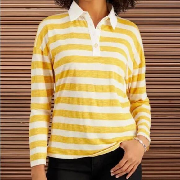NWT Style & Co. Women's Striped Rugby Shirt in Oatmeal Size XXL - Picture 1 of 6